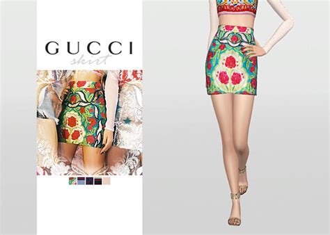 gucci skirt blue with embroidery logo|gucci skirt sims 4.